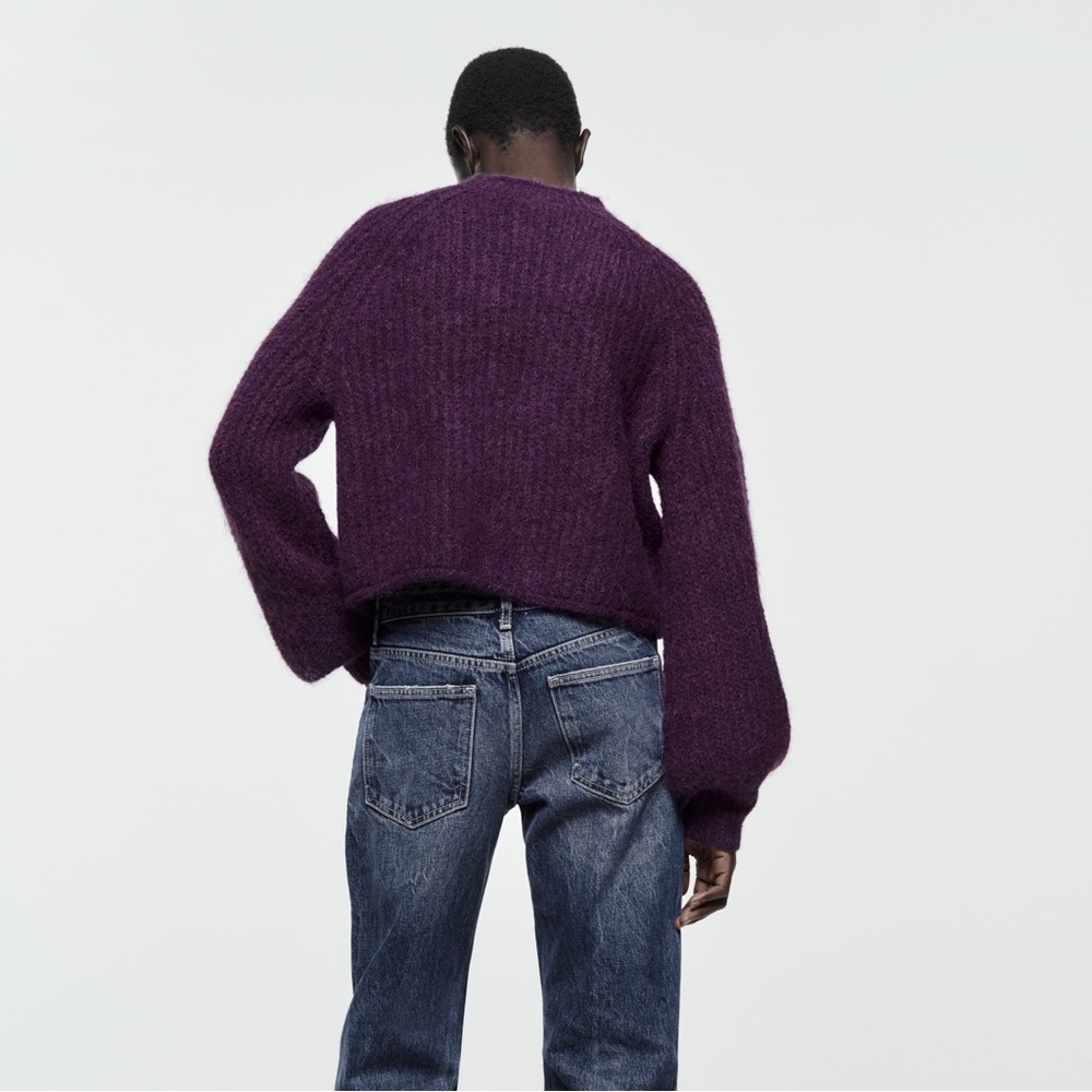 ZARA PURL KNIT SWEATER - PURPLE - M - Picture 4 of 12